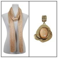 Scarves - Metallic Fishnet 3836 w/ Pendant - Gold w/ Pendant #389