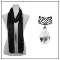 Scarves - Metallic Fishnet 3836 w/ Pendant - Black w/ Pendant #075