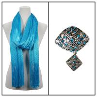 Scarves - Metallic Fishnet 3836 w/ Pendant - Turquoise w/ 067 - Turquoise 02