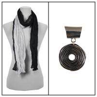 Scarves - Two-Tone Crinkle 908081 w/ Pendant - Black-White w/ Pendant #055