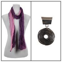 Scarves - Two-Tone Crinkle 908081 w/ Pendant - Purple-Pink w/ Pendant #055