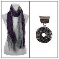 Scarves - Two-Tone Crinkle 908081 w/ Pendant - Purple-Silver w/ Pendant #055