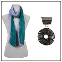 Scarves - Two-Tone Crinkle 908081 w/ Pendant - Teal-Lilac w/ Pendant #055