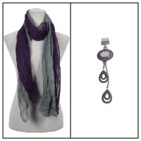 Scarves - Two-Tone Crinkle 908081 w/ Pendant - Purple-Silver w/ Pendant #399