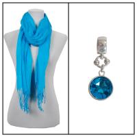 Scarves - Rayon Gauze 2123 w/ Pendant - Turquoise w/ Pendant #387