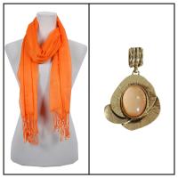 Scarves - Rayon Gauze 2123 w/ Pendant - Orange w/ Pendant #389