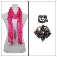 Scarves - Crinkle 3081 w/ Pendant - Magenta w/ Pendant #024