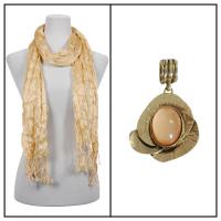 Scarves - Crinkle 3081 w/ Pendant - Gold w/ Pendant #389