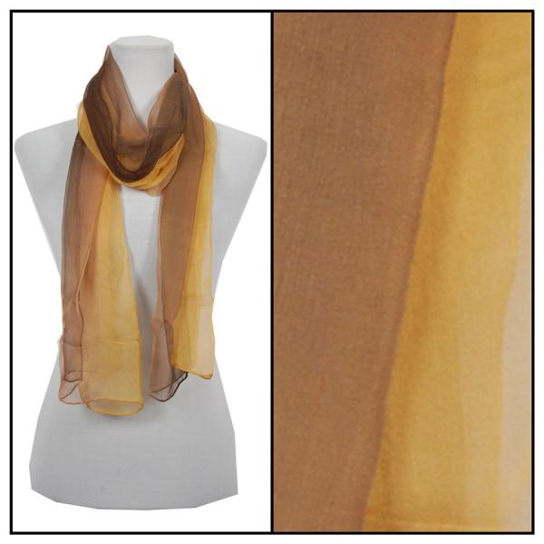 Wholesale 005 - 100% Silk Scarves Brown-Gold - 