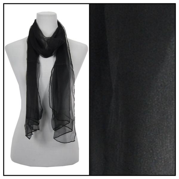 Wholesale 005 - 100% Silk Scarves Solid Black - 