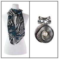 Scarves - Magic Slinky w/ Pendant - Zebra Floral - Teal w/ Pendant #001