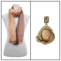 Scarves - Crinkled Ombre w/ Pendant - Brown-Gold w/ Pendant #389