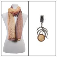 Scarves - Crinkled Ombre w/ Pendant - Brown-Gold w/ Pendant #395