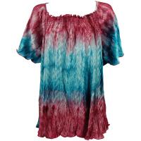 Wave Satin Mini Pleats - Cap Sleeve - Mauve-Teal