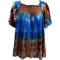 Wave Satin Mini Pleats - Cap Sleeve - Brown-Royal