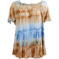 Wave Satin Mini Pleats - Cap Sleeve - Champagne-Baby Blue
