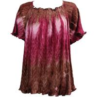 Wave Satin Mini Pleats - Cap Sleeve - Brown-Mauve