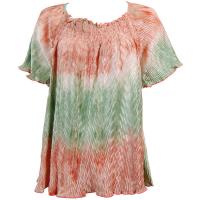 Wave Satin Mini Pleats - Cap Sleeve - Salmon-Sage