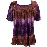 Wave Satin Mini Pleats - Cap Sleeve - Brown-Purple