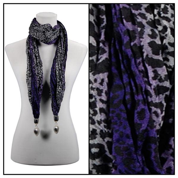 Wholesale Animal Print Shawls - 1004/4123/3063/994/1277 Purple Leopard Print Heart Pendant 01* - 