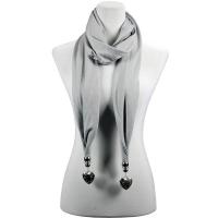 Scarves - Etched Heart Fob Pendant 03 - Silver