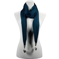 Scarves - Etched Heart Fob Pendant 03 - Slate