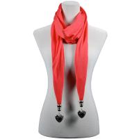 Scarves - Etched Heart Fob Pendant 03 - Coral
