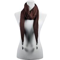Scarves - Etched Heart Fob Pendant 03 - Dark Brown