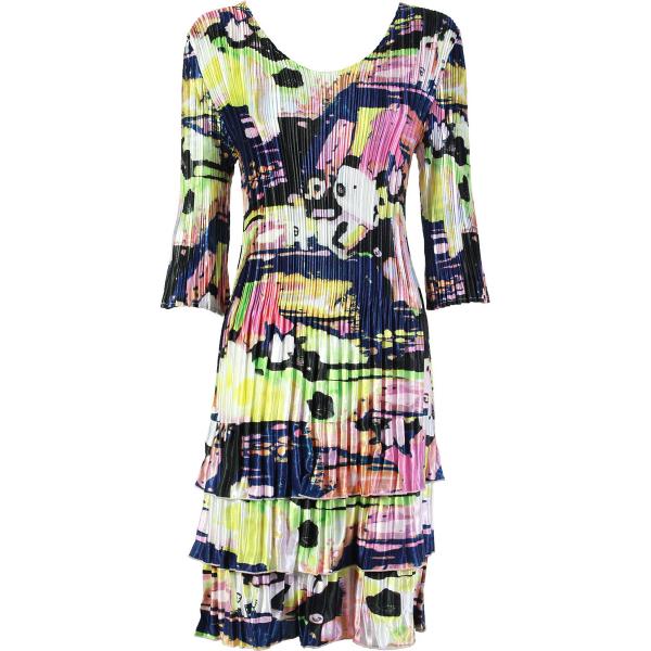 Wholesale 1554 - Satin Mini Pleat 3/4 Sleeve Dresses #5808 Satin Mini Pleats - Three Quarter Sleeve Dress - One Size Fits Most