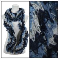 Scarves - Crochet Ruffle 4059 - Blue Tones