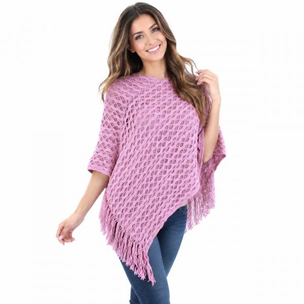 1585 - Poncho - Wave Overlap Knit - 4102/Rose One Size Fits All 1585 - Poncho - Wave Overlap Knit 4102/Rose - One Size Fits All