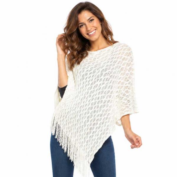 1585 - Poncho - Wave Overlap Knit - 4102/Ivory 1585 - Poncho - Wave Overlap Knit 4102/Ivory -