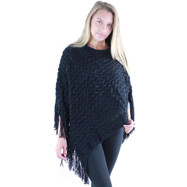 wholesale Poncho - Wave Overlap Knit 4102* Black - One Size Fits All