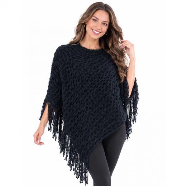 1585 - Poncho - Wave Overlap Knit - 4102/Black One Size Fits All 1585 - Poncho - Wave Overlap Knit 4102/Black - One Size Fits All