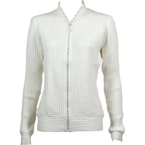1594 -Diamond Crystal Zipper Sweaters 1594 - Ivory<br> Crystal Zipper Sweater - One Size Fits Most