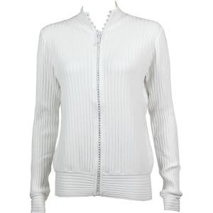 1594 -Diamond Crystal Zipper Sweaters 1594 - White<br> Crystal Zipper Sweater - One Size Fits Most