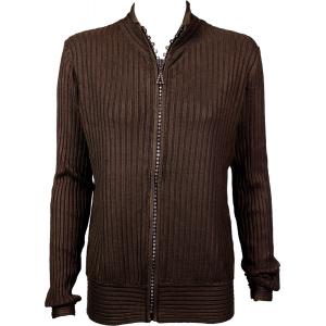 1594 -Diamond Crystal Zipper Sweaters 1594 - Brown<br> 
Crystal Zipper Sweater  - One Size Fits Most