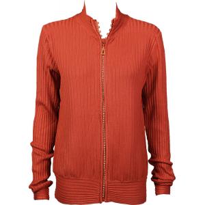 1594 -Diamond Crystal Zipper Sweaters 1594 - Rust<br> Crystal Zipper Sweater - One Size Fits Most
