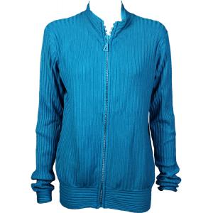 1594 -Diamond Crystal Zipper Sweaters 1594 - Teal<br> Crystal Zipper Sweater - One Size Fits Most