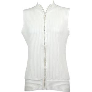 1595 - Diamond Crystal Zipper Sweater Vest 1595 - Ivory<br> Crystal Zipper Sweater Vest - One Size Fits Most