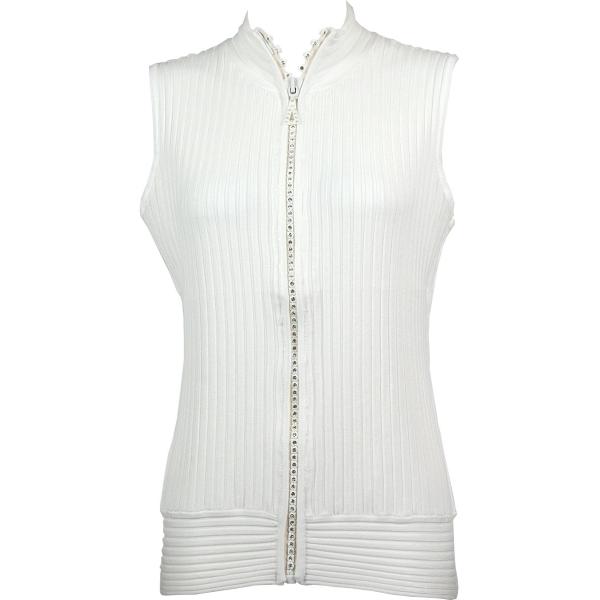 Wholesale 1595 - Diamond Crystal Zipper Sweater Vest 1595 - Ivory<br> Crystal Zipper Sweater Vest - One Size Fits Most