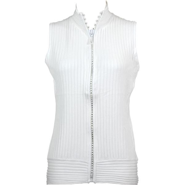 Wholesale 1595 - Diamond Crystal Zipper Sweater Vest 1595 - White<br> Crystal Zipper Sweater Vest - One Size Fits Most