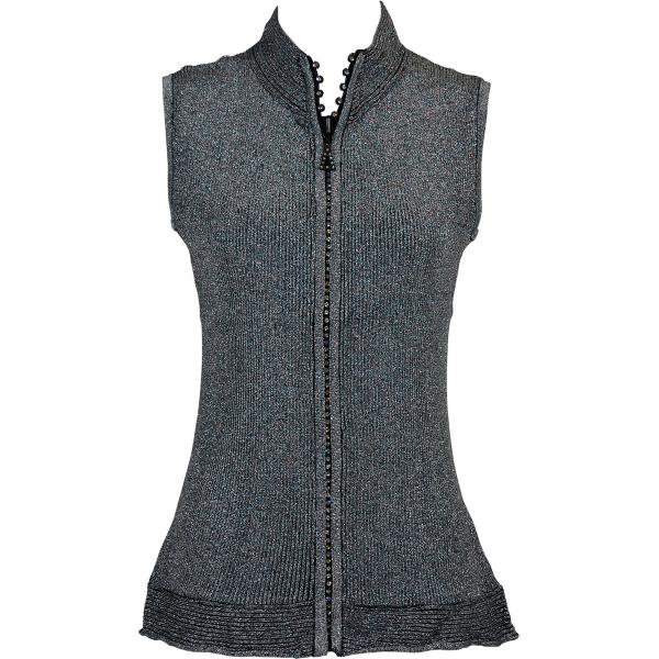 Wholesale 1595 - Diamond Crystal Zipper Sweater Vest 1595 Metallic Black<br> Crystal Zipper Sweater Vest - One Size Fits Most