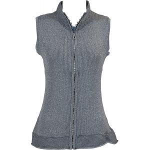 1595 - Diamond Crystal Zipper Sweater Vest 1595 - Metallic Charcoal<br> Crystal Zipper Sweater Vest - One Size Fits Most