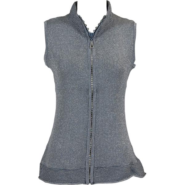 Wholesale 1595 - Diamond Crystal Zipper Sweater Vest 1595 - Metallic Charcoal<br> Crystal Zipper Sweater Vest - One Size Fits Most