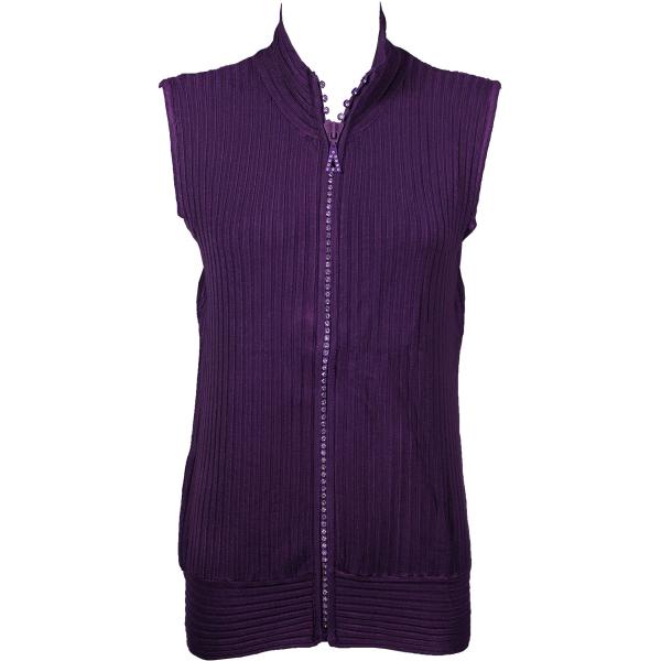 Wholesale 1595 - Diamond Crystal Zipper Sweater Vest 1595 - Eggplant<br> Crystal Zipper Sweater Vest - One Size Fits Most