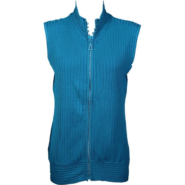 Wholesale 1595 - Diamond Crystal Zipper Sweater Vest 1595 - Teal<br> Crystal Zipper Sweater Vest - One Size Fits Most