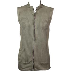 1595 - Diamond Crystal Zipper Sweater Vest 1595 - Taupe<br> Crystal Zipper Sweater Vest - One Size Fits Most