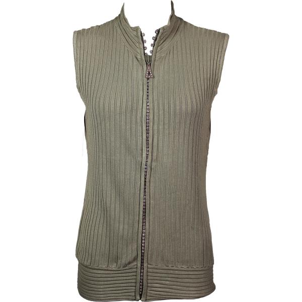 Wholesale 1595 - Diamond Crystal Zipper Sweater Vest 1595 - Taupe<br> Crystal Zipper Sweater Vest - One Size Fits Most