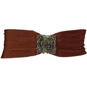 1639 - Slinky Stretch Belts Rose Design - Brown Slinky Stretch Belt - One Size Fits All